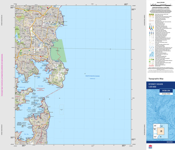 Sydney Heads 9130-2N Topographic Map 1:25k