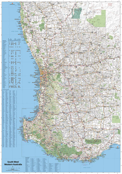 South West Western Australia Hema 1430 x 1000mm Supermap Wall Map Laminated with Hang Rails