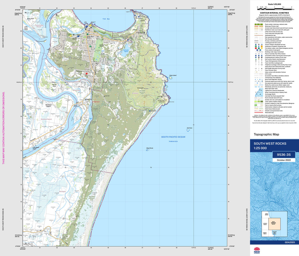 South West Rocks 9536-3S NSW 1:25k Topographic Map | Shop Mapworld
