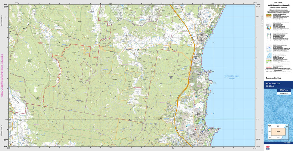 Woolgoolga Postcode Woolgoolga 9537-4N NSW 1:25k Topographic Map | Shop Mapworld