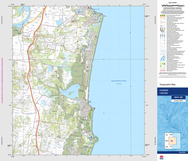 Cudgen Map Cudgen 9641-3N NSW 1:25k Topographic Map | Shop Mapworld