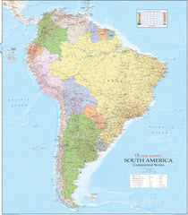 South America Political Wall Map 920 x 1048mm