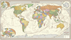 Antique Style World Wall Map 1000 x 575mm