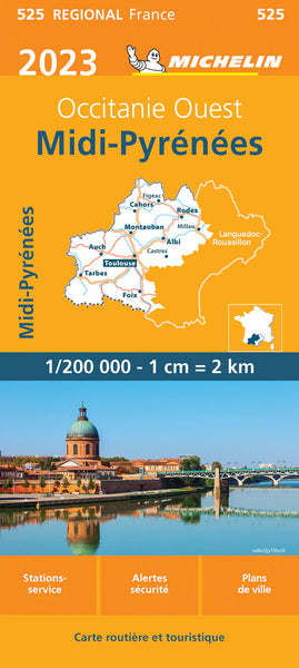 Midi-Pyrenees 525 France Michelin Map
