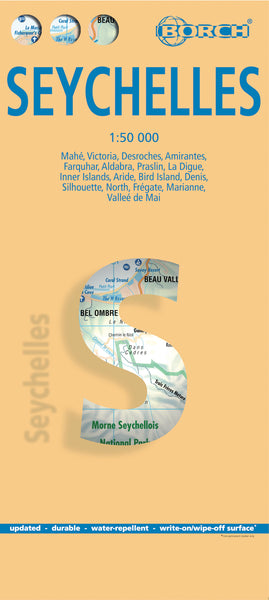 Seychelles Borch Folded Laminated Map