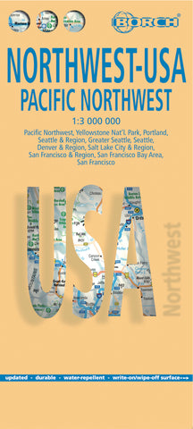 USA North West Borch Folded Laminated Map