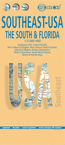 USA South East Borch Folded Laminated Map