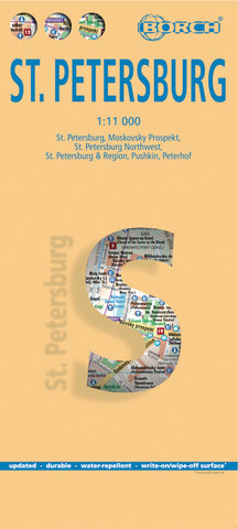 St Petersburg Borch Folded Laminated Map