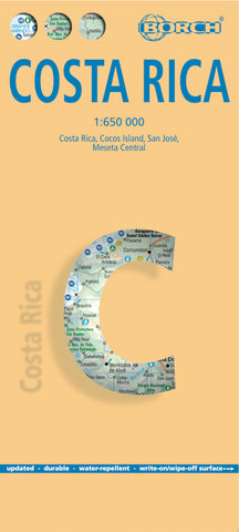 Costa Rica Borch Folded Laminated Map