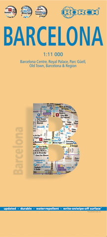 Barcelona  Borch Folded Laminated Map