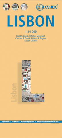 Lisbon Borch Folded Laminated Map