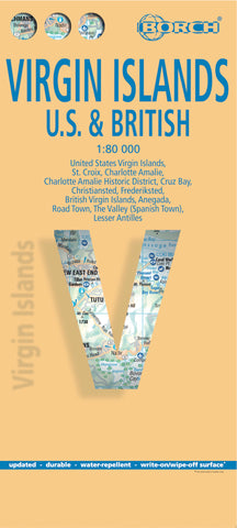 Virgin Islands Borch Folded Laminated Map