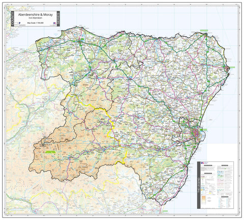 County Map of Aberdeen & Moray 1000 x 900 mm