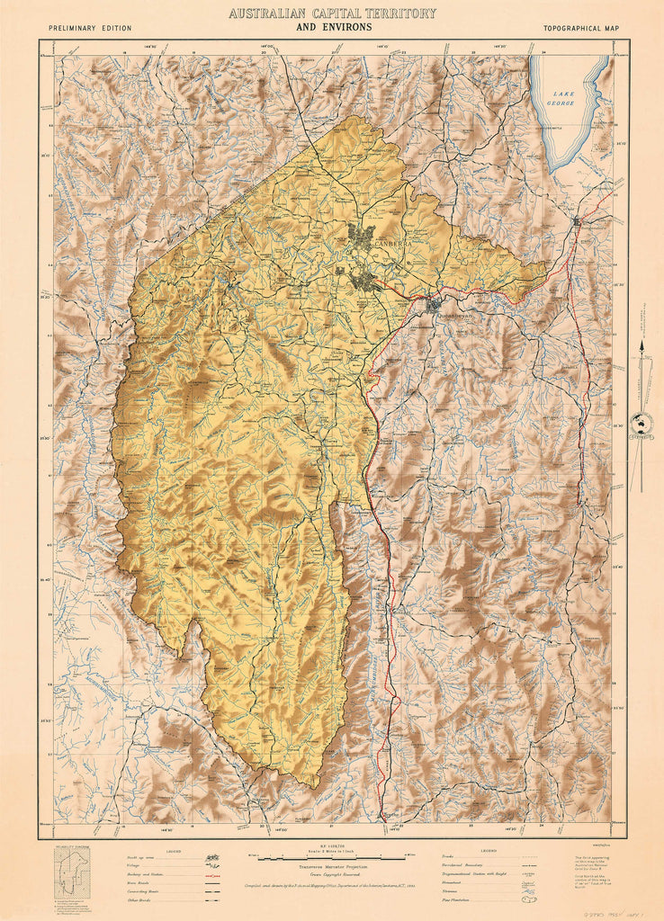 ACT & Environs Wall Map 1952 | Mapworld