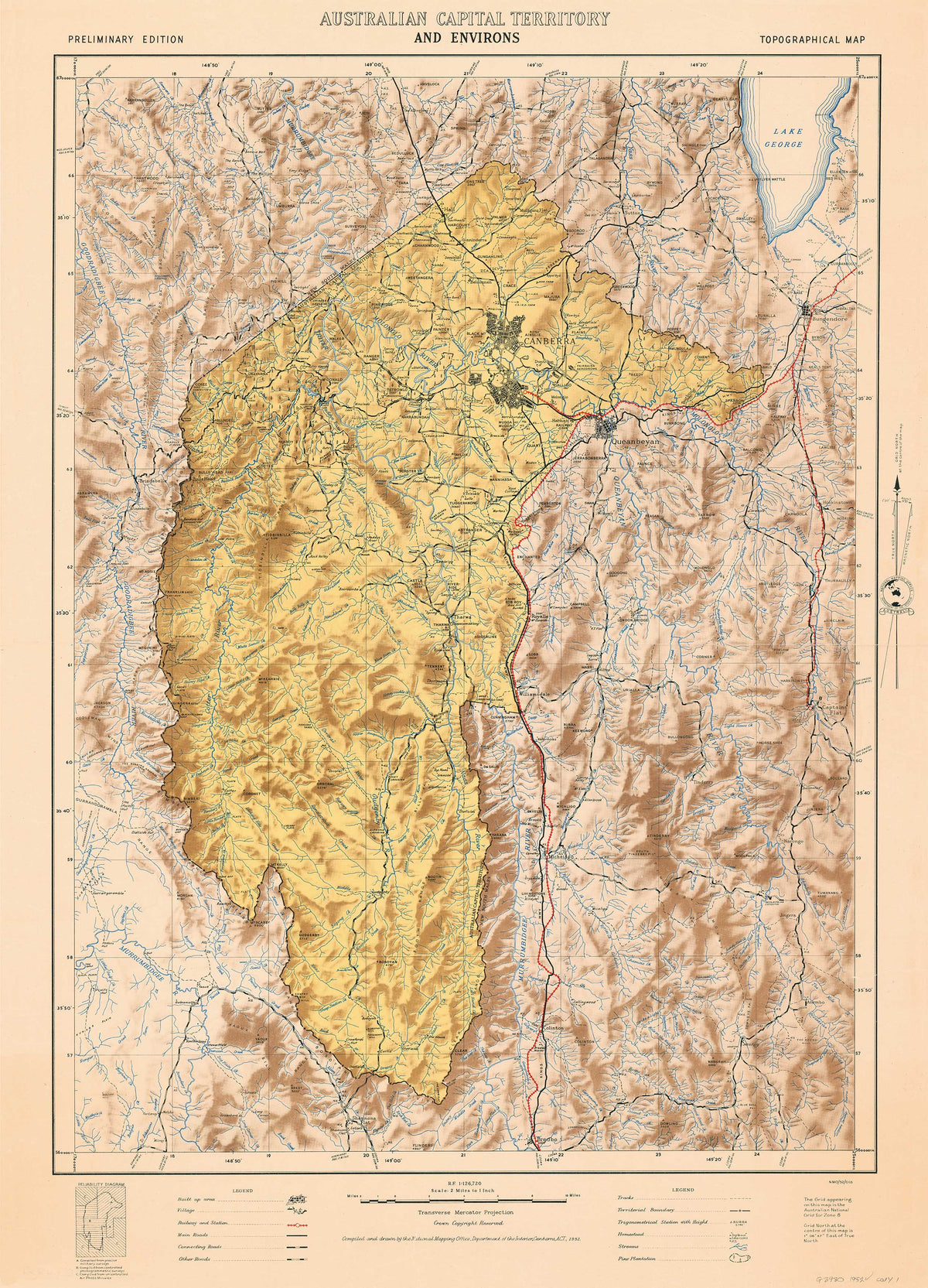 ACT & Environs Wall Map 1952 | Mapworld