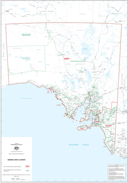 South Australia Electoral Divisions and Local Government Areas Map -Adelaide & Region