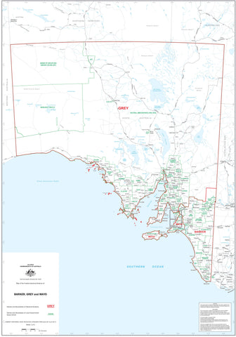 South Australia Federal Electoral Divisions and Local Government Areas Map - Adelaide & Region