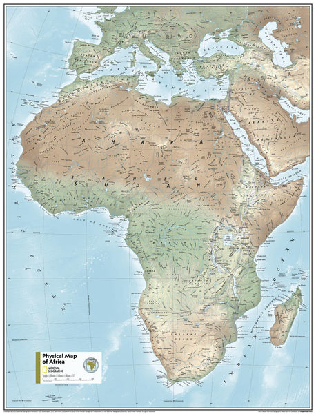 Africa Physical - Atlas of the World, 11th Edition, National Geographic Wall Map