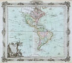 Brion de la Tour Map of North America and South America (1764) Print