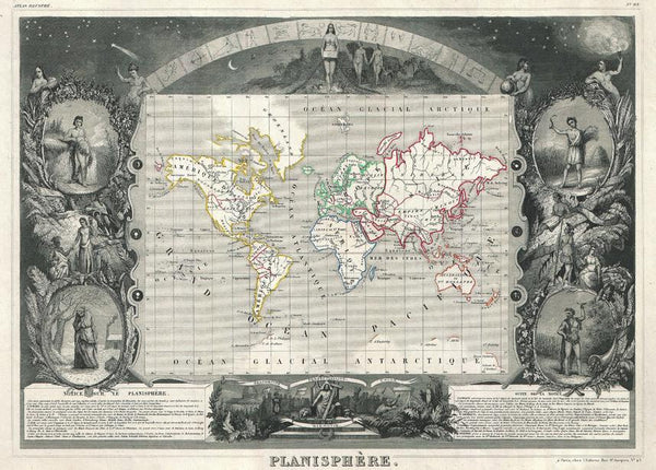 Levasseur Map of the World (1847) Print
