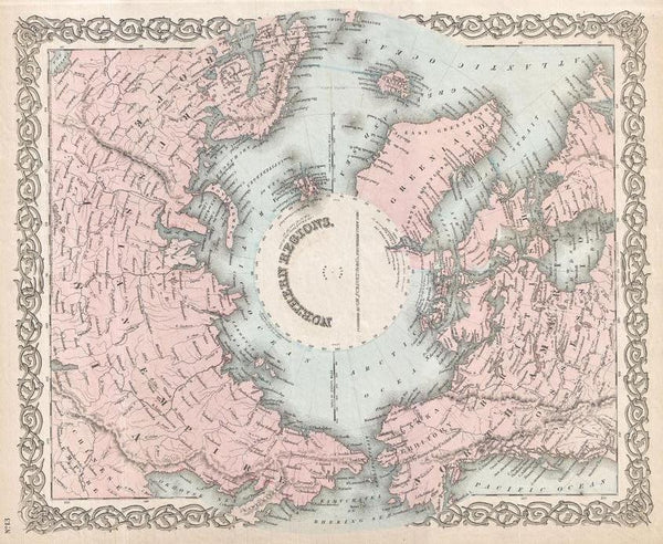 Colton Map of the North Pole or Arctic (1872) Print