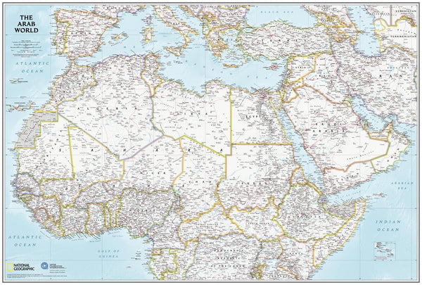 Arab World in English National Geographic Wall Map