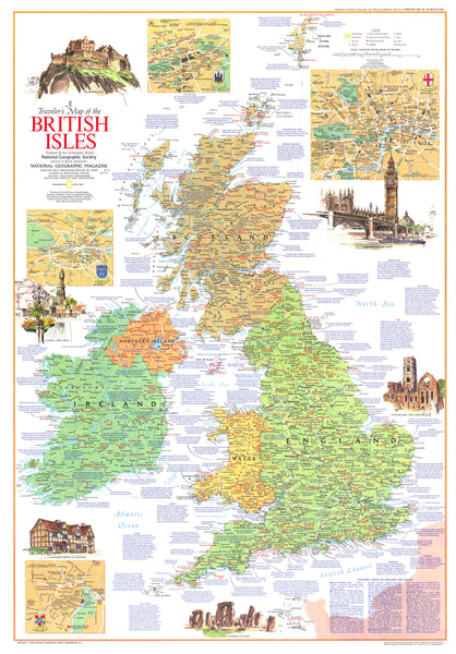 A Traveler's Map of the British Isles by National Geographic