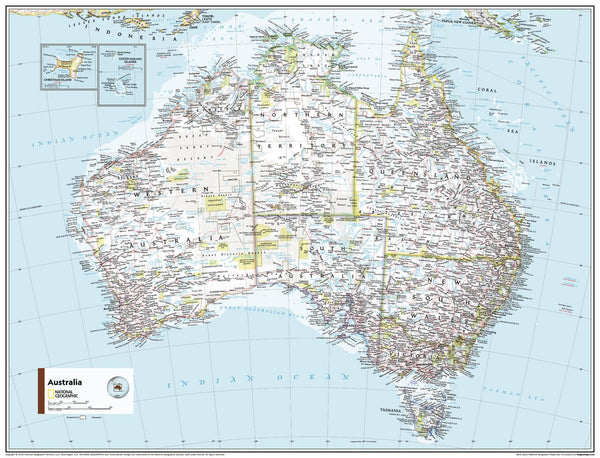 Australia Political Atlas of the World, 11th Edition, National Geographic Wall Map