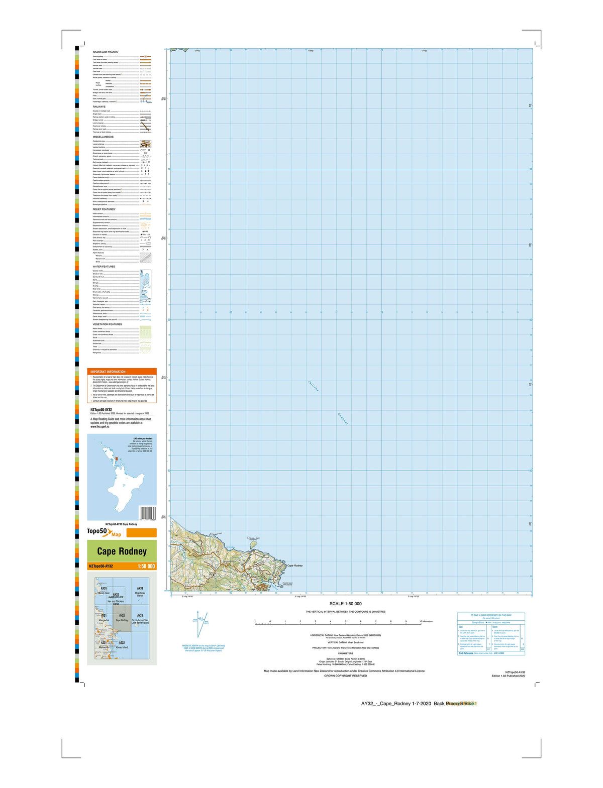 AY32 - Cape Rodney Topo50 map | Mapworld