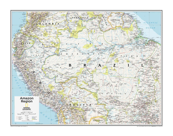 Amazon National Geographic 559 x 711mm Wall Map