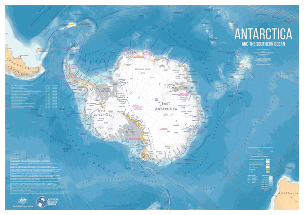 Antarctica and the Southern Ocean Wall Map