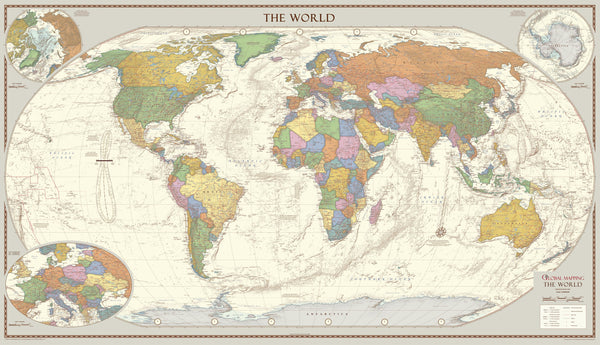 Antique Style World Wall Map 1333 x 766mm