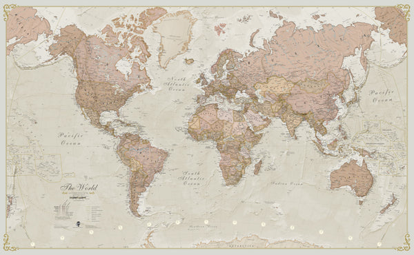 Antique World Maps International 1364 x 844mm Wall Map