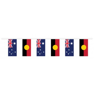 Australian & Aboriginal Flag Bunting 10 meter - Plastic