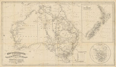 Map of Australia & New Zealand Shewing The Routes of the Explorers published 1872