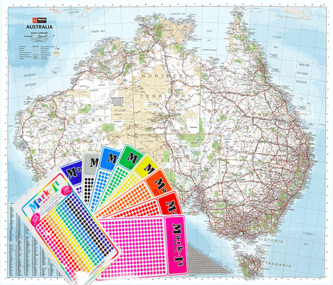Australia Hema 1386 x 1216 mm Supermap Laminated Wall Map with FREE Map Dots