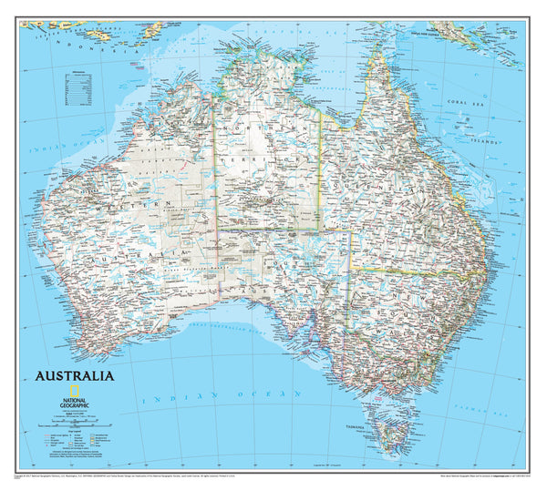 Australia NGS 770 x 689mm Laminated Wall Map with Hang Rails