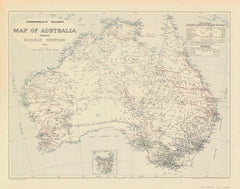 Vintage Railway Wall Map of Australia published 1935