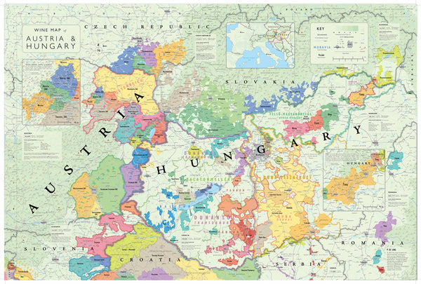Wine Map of Austria & Hungary by De Long
