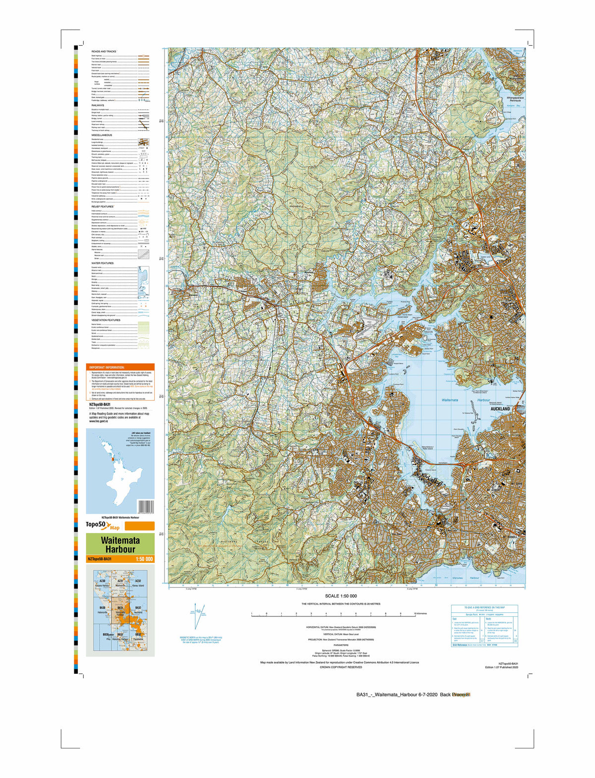 BA31 - Waitemata Harbour Topo50 map | Mapworld