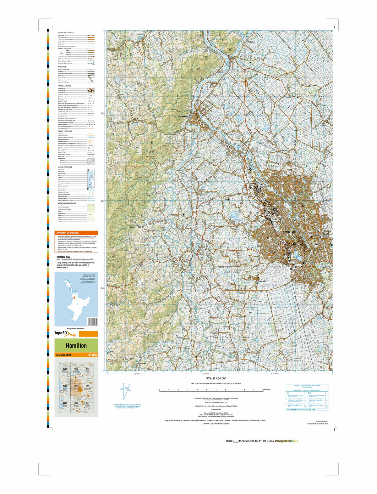 BD33 - Hamilton Topo50 map | Mapworld