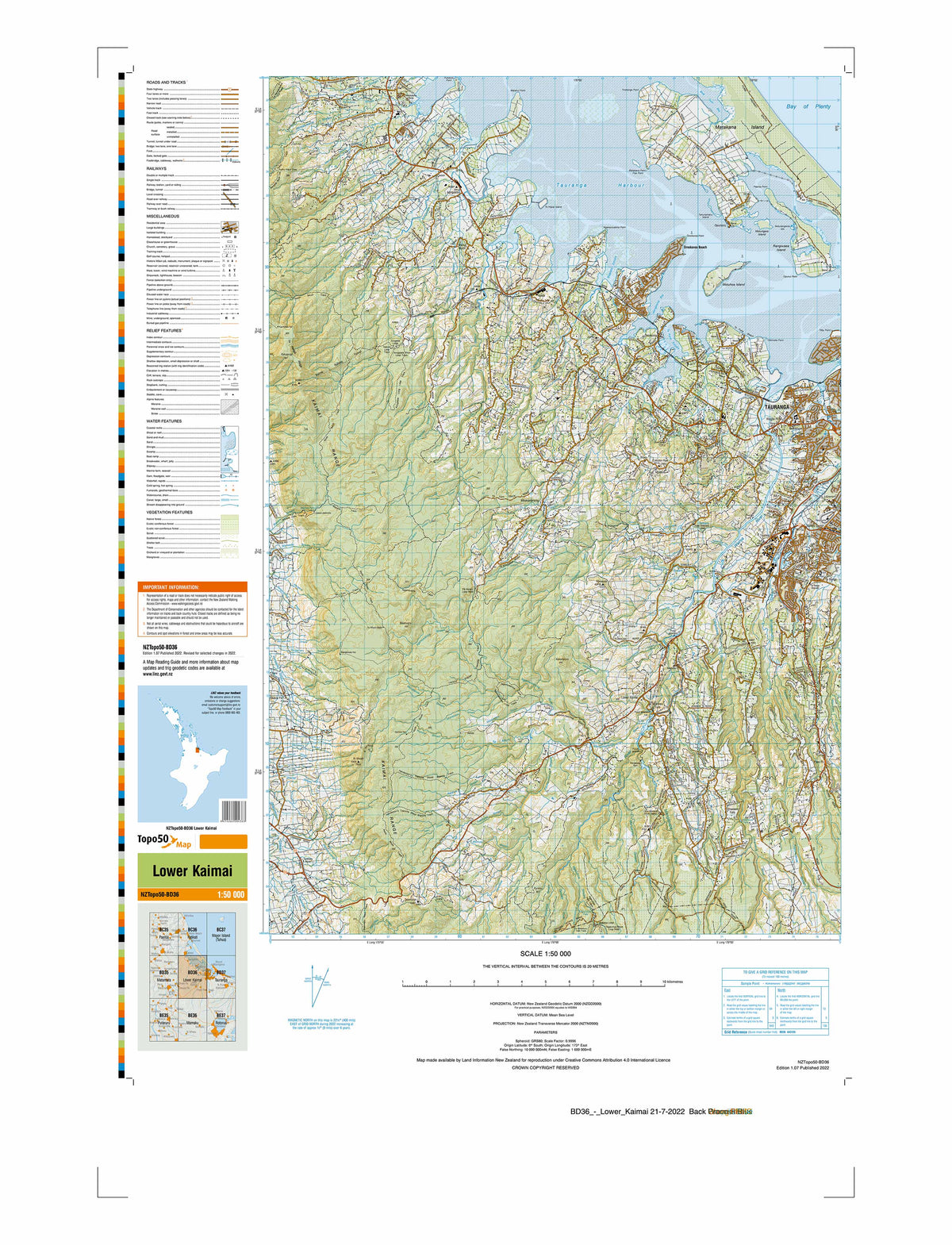 BD36 - Lower Kaimai Topo50 map | Mapworld