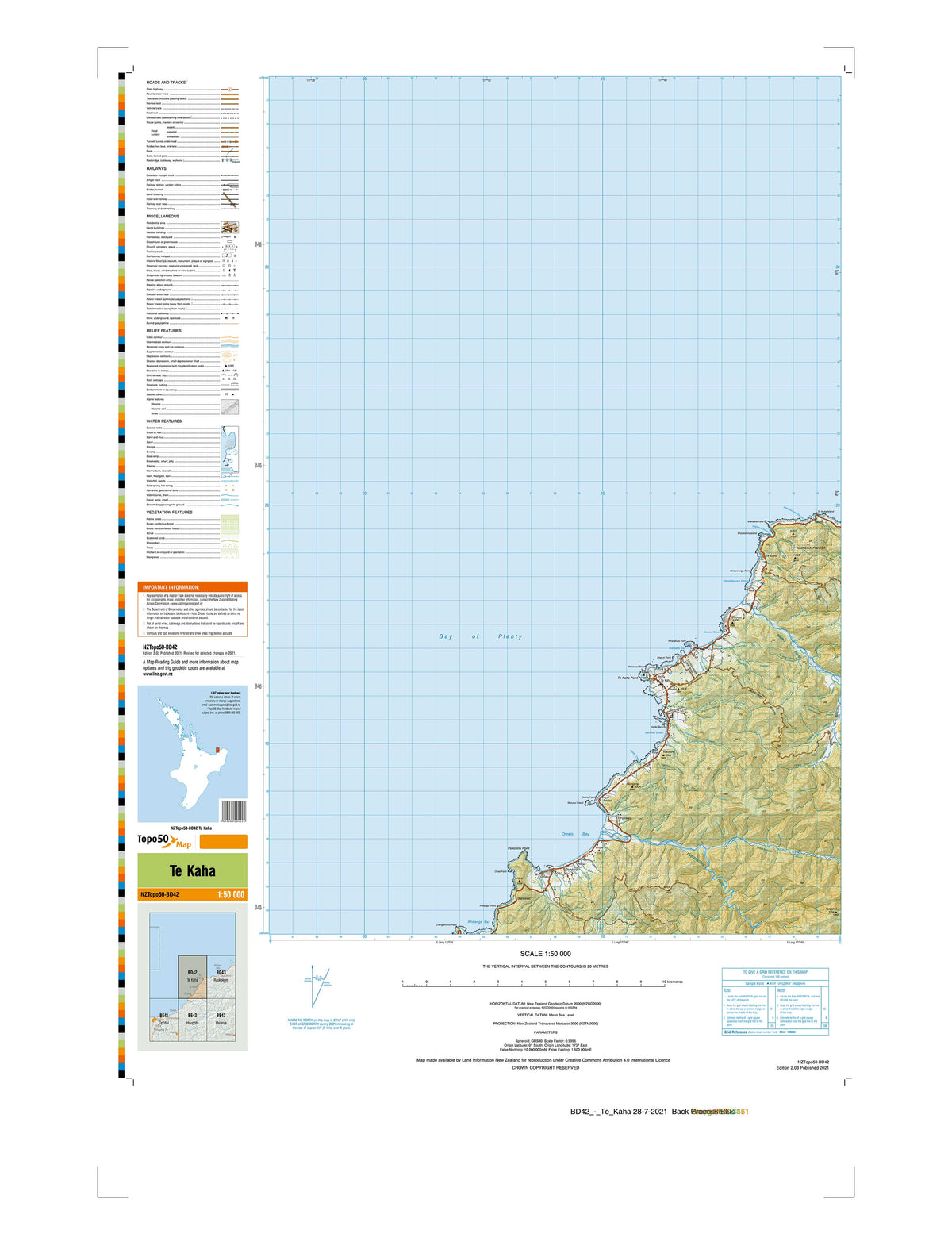 BD42 - Te Kaha Topo50 map | Mapworld