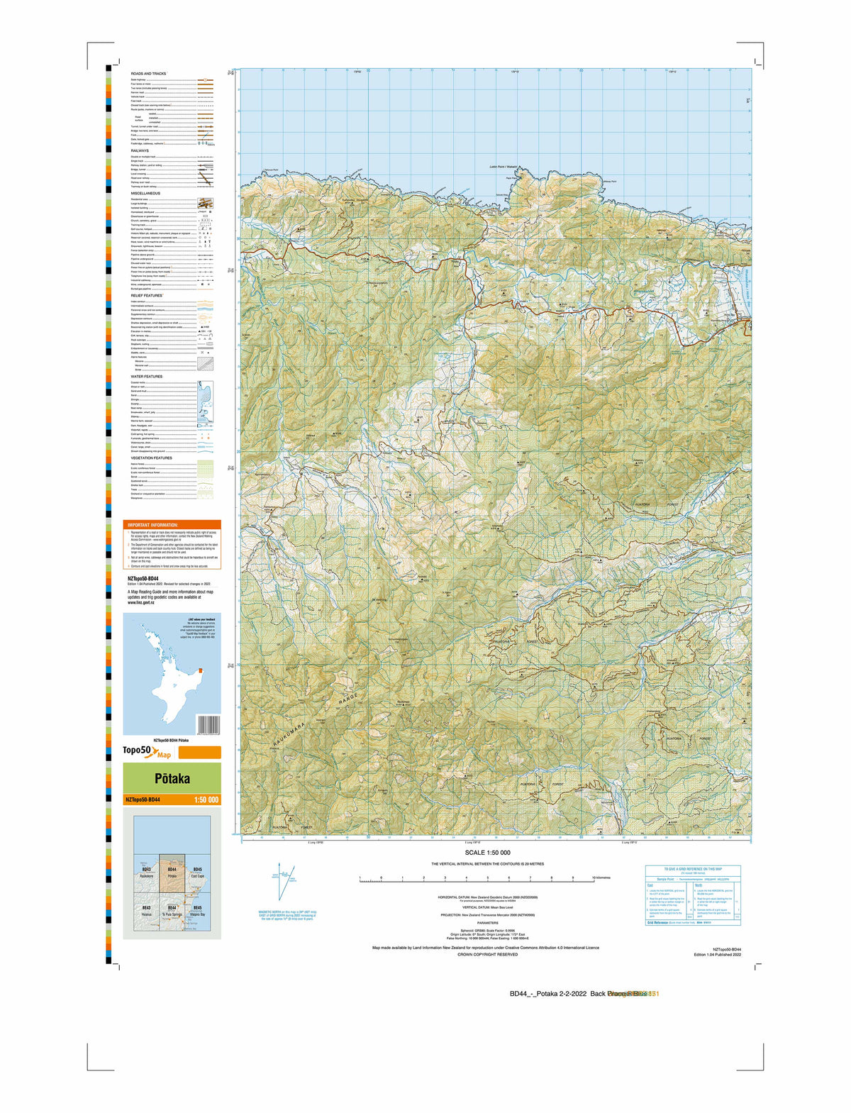 BD44 - Potaka Topo50 map | Mapworld