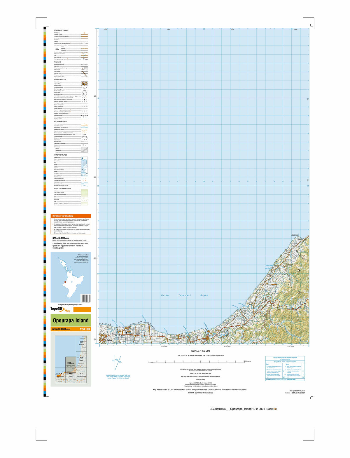 BG30ptBH30 - Opourapa Island Topo50 map | Mapworld
