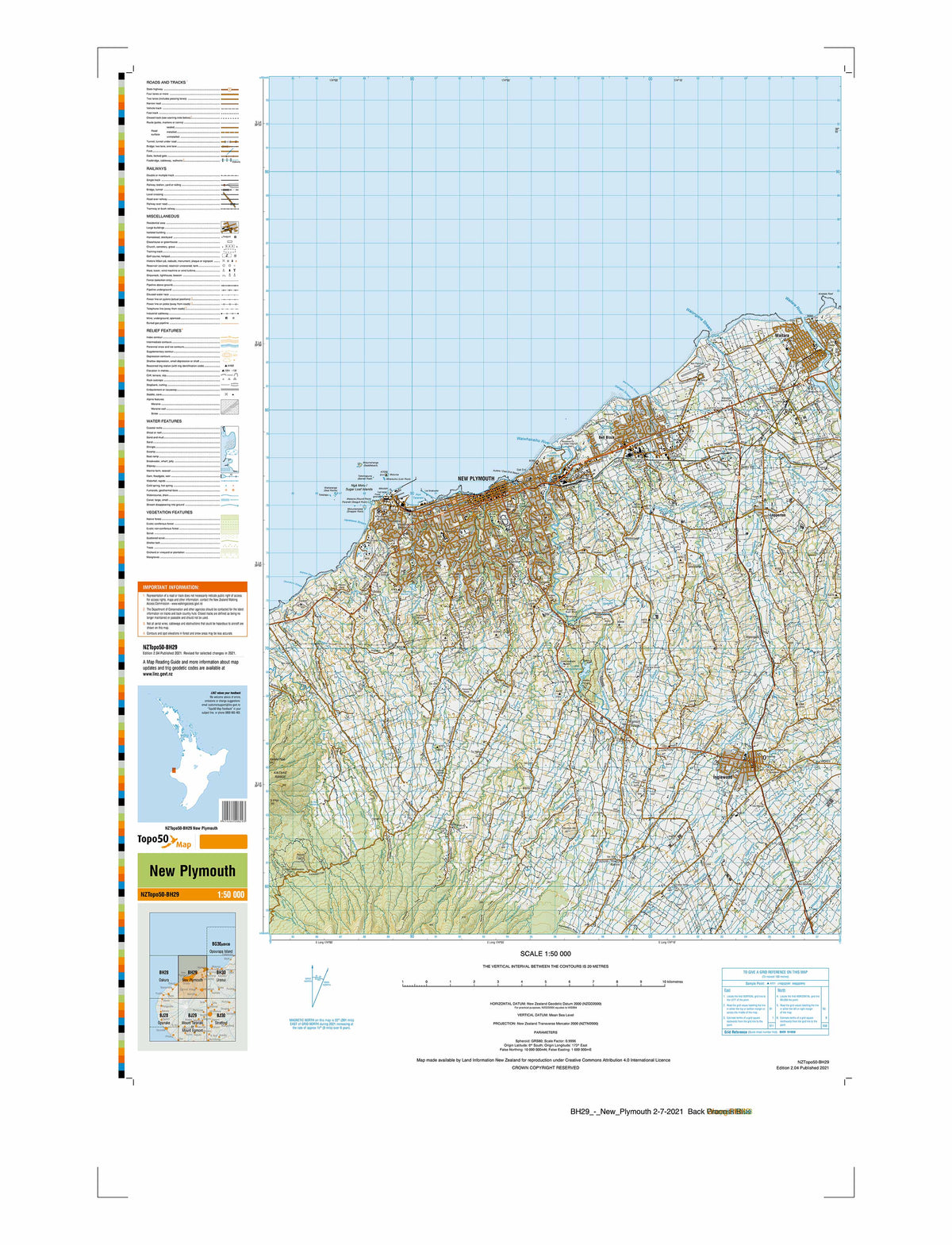 BH29 - New Plymouth Topo50 map | Mapworld
