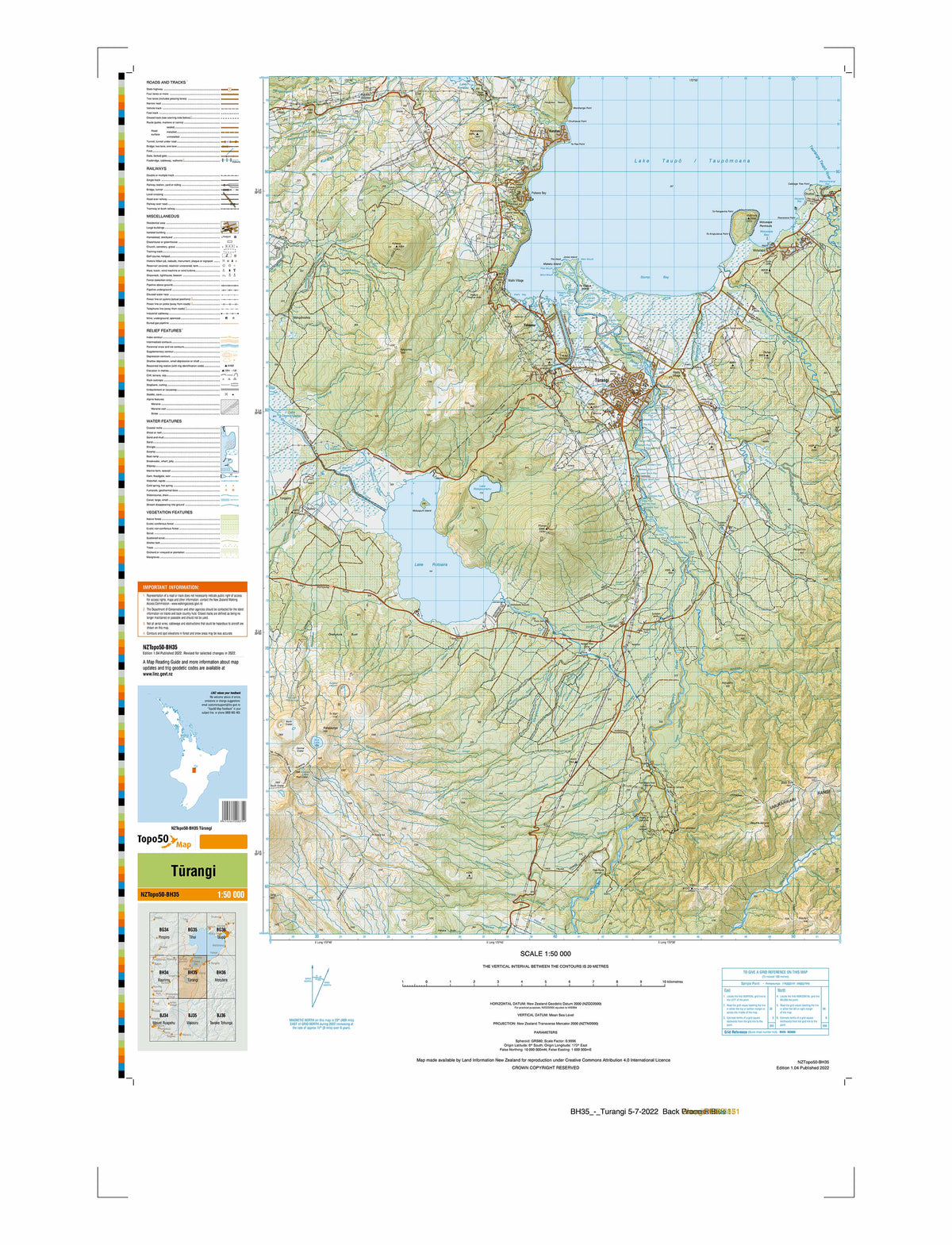 BH35 - Turangi Topo50 map | Mapworld