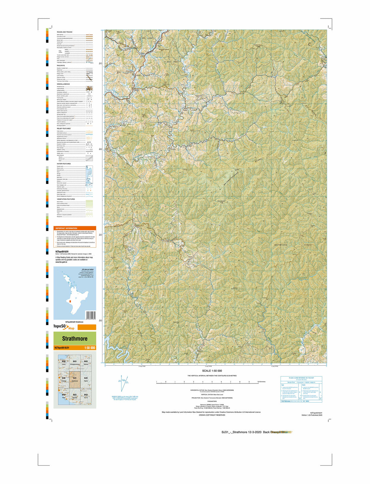 BJ31 - Strathmore Topo50 map | Mapworld