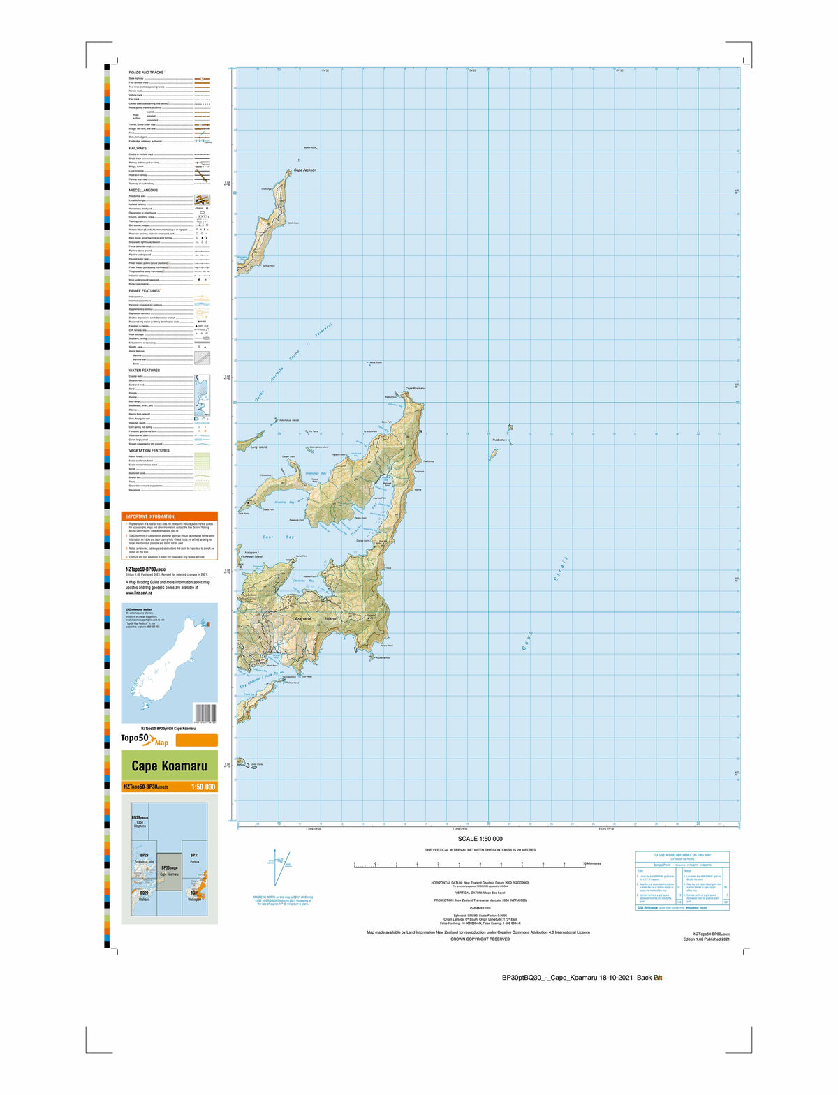 BP30ptBQ30 - Cape Koamaru Topo50 map | Mapworld