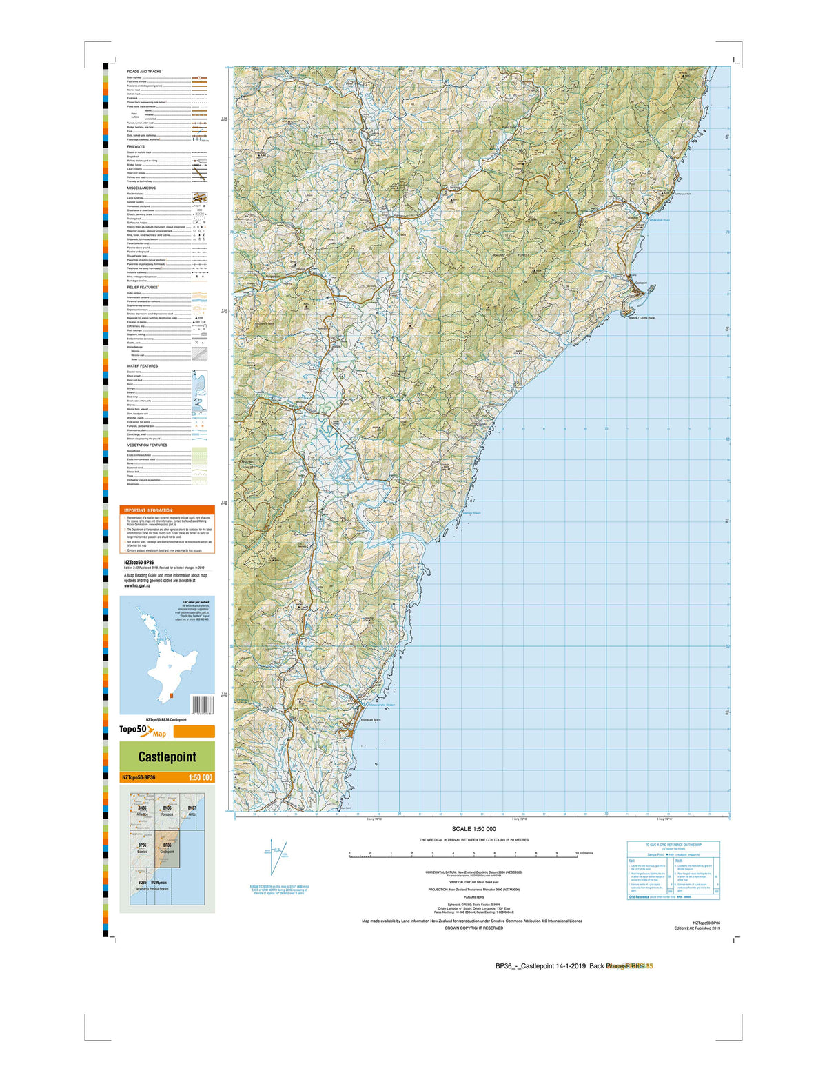 BP36 - Castlepoint Topo50 map | Mapworld
